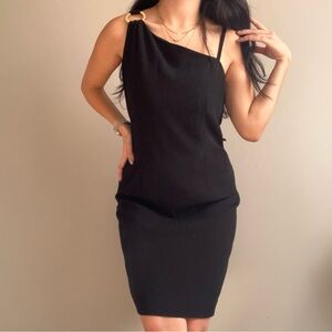 Michael Kors Black One-Shoulder Sheath Dress